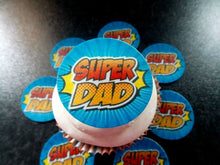 Load image into Gallery viewer, 12 PRECUT Edible Father/Dad Day wafer/rice paper cake/cupcake toppers (4)
