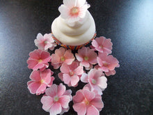 Load image into Gallery viewer, 12 x 3D Edible Pink Mix flowers wafer/rice paper cake/cupcake toppers
