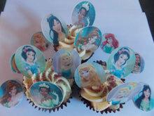 Load image into Gallery viewer, 15 PRECUT Edible Disney princess oval wafer/rice paper cake/cupcake toppers
