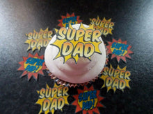 Load image into Gallery viewer, 12 PRECUT Edible Father/Dad Day wafer/rice paper cake/cupcake toppers (1)
