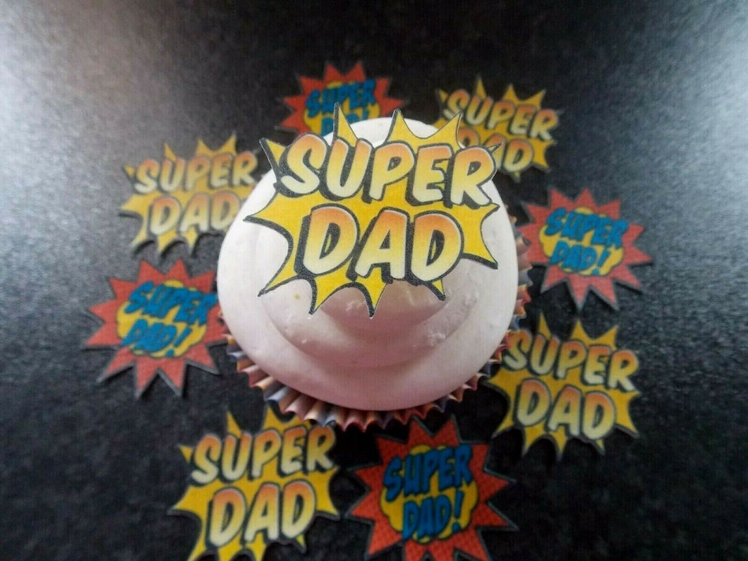 12 PRECUT Edible Father/Dad Day wafer/rice paper cake/cupcake toppers (1)