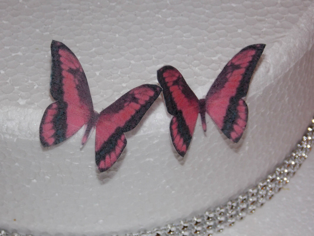 12 PRECUT Pink Edible wafer/rice paper Butterflies cake/cupcake toppers(1)