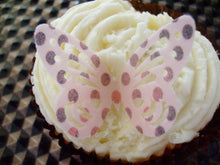 Load image into Gallery viewer, 20 Edible wafer/rice Paper Spotty Butterflies for cakes/Cupcakes
