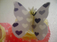 Load image into Gallery viewer, 12 Precut Large Edible Heart Butterfly for cake/cupcakes toppers
