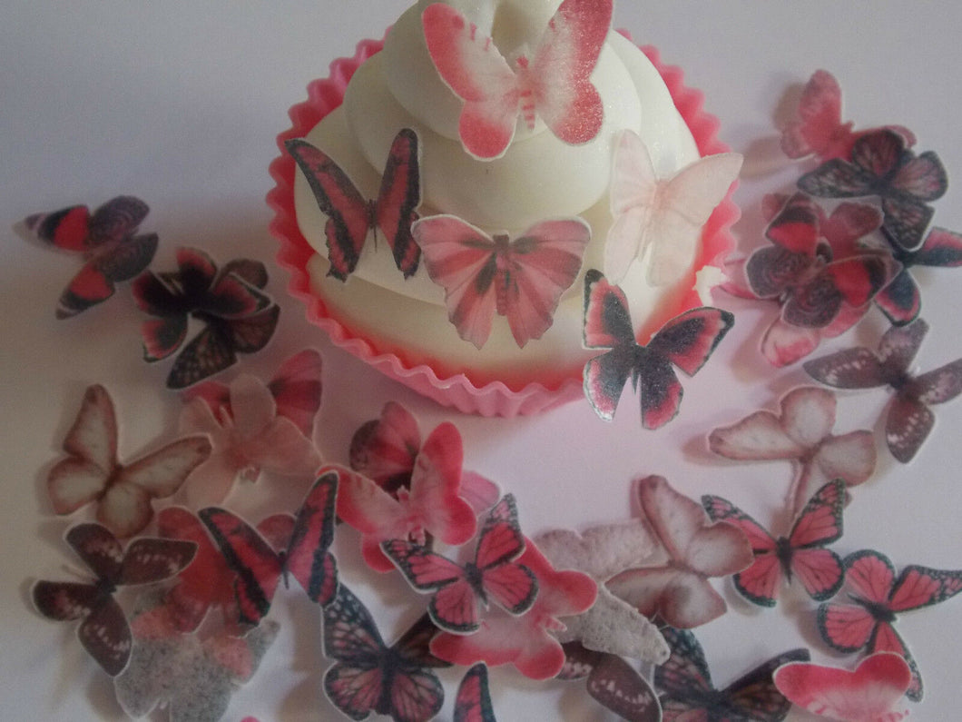 96 **PRECUT** Mini Pink Mix Edible Butterflies cake/cupcake/cake pop toppers