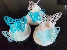 Load image into Gallery viewer, 15 PRECUT Blue Mix Edible wafer/rice paper Butterflies cake/cupcake toppers
