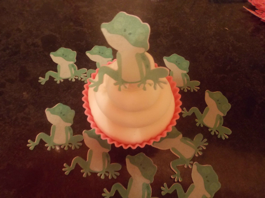 12 PRECUT Edible paper frogs for cakes/cupcake toppers
