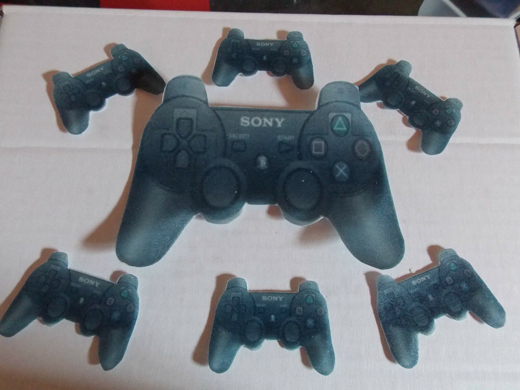 Large Edible precut PS3 Controller cake and cupcake toppers