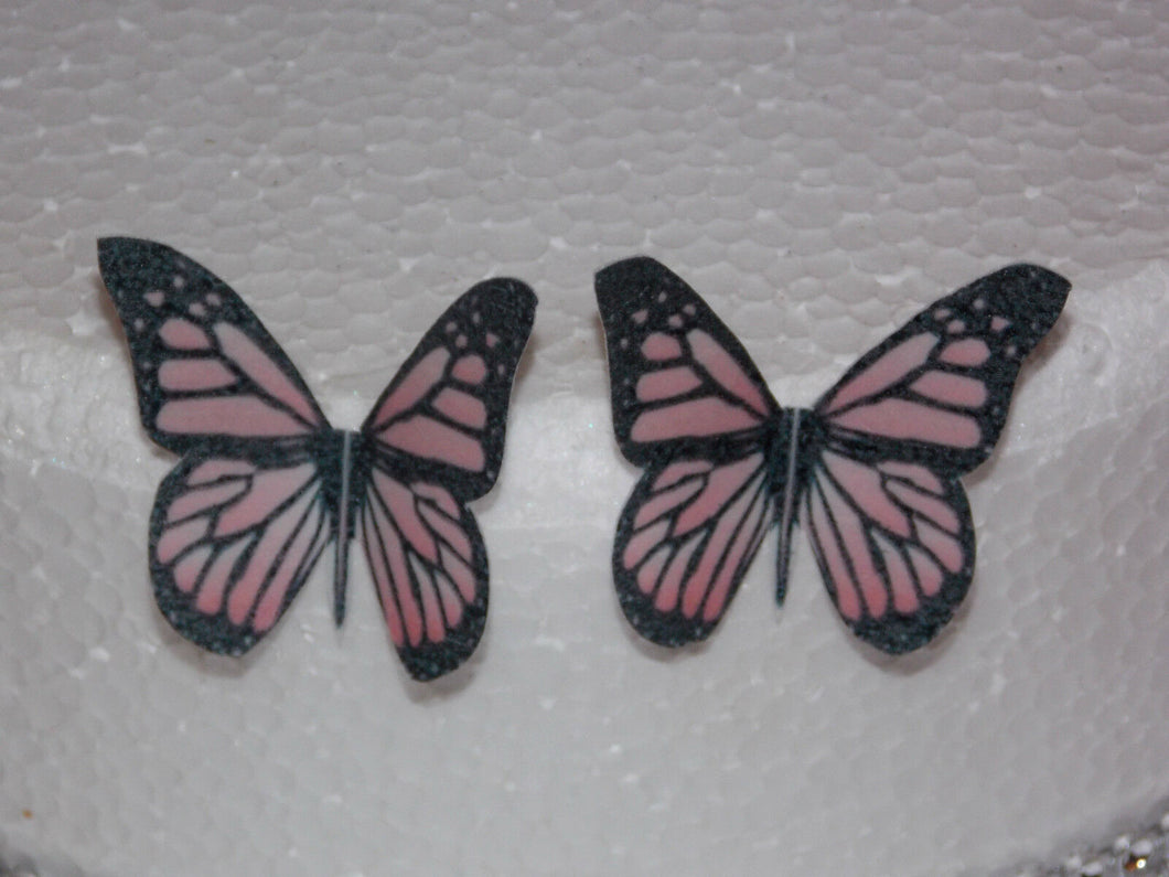 12 PRECUT Pink Edible wafer/rice paper Butterflies cake/cupcake toppers(3)