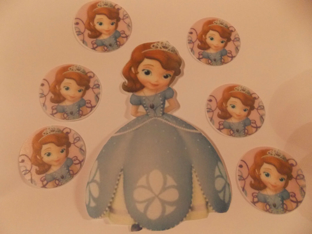 Large Edible Sofia the First **precut** cake and cupcake toppers